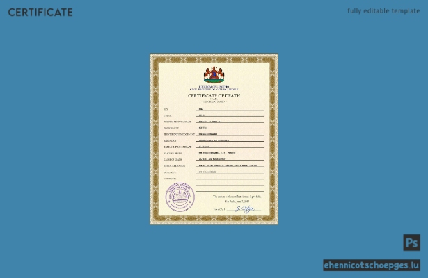 Lesotho Personenstandsurkunde (PSD-Beispielvorschau)